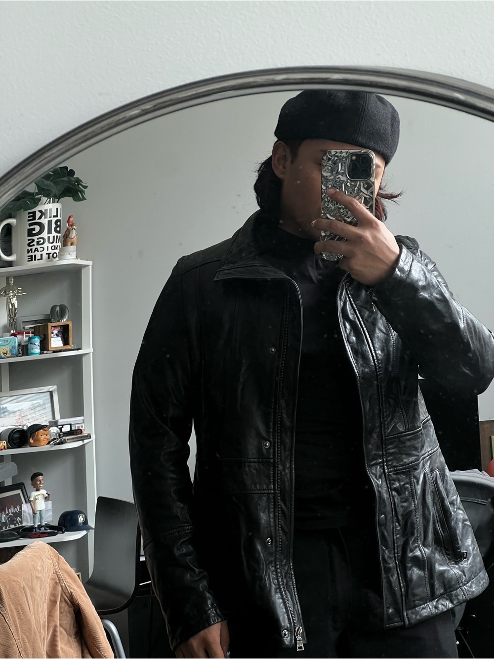 Black Genuine Leather Jacket UNISEX Signs of wear in lining